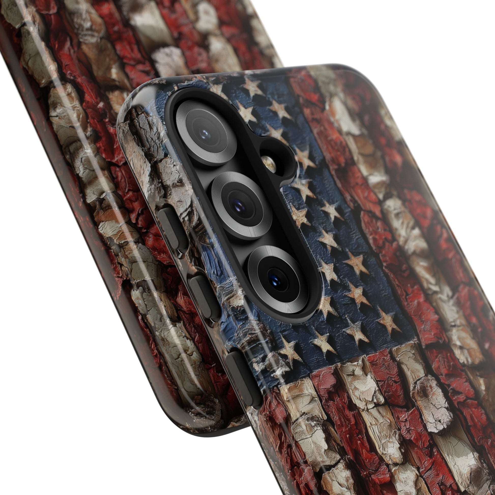 American Flag Bark Wood UV Print