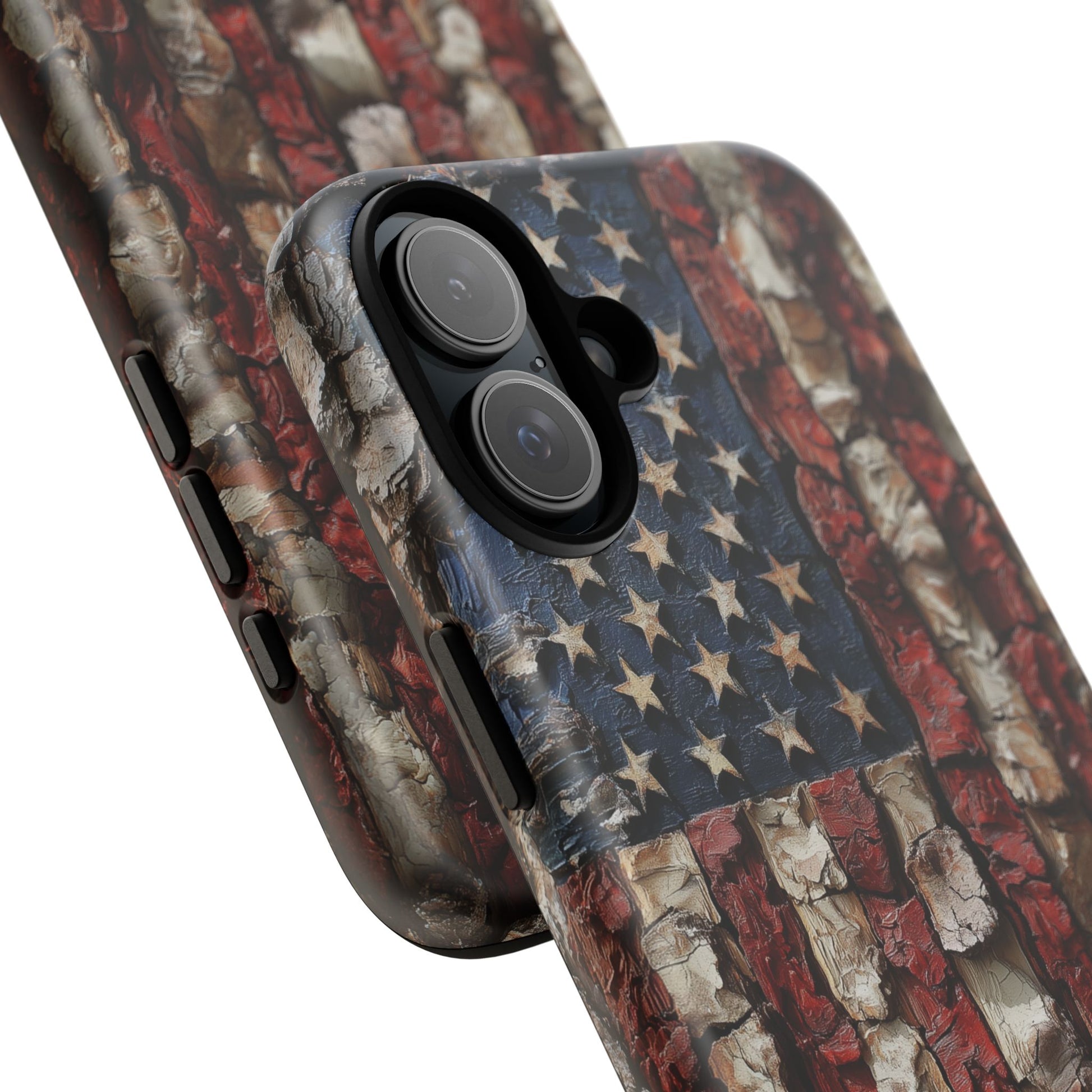American Flag Bark Wood UV Print
