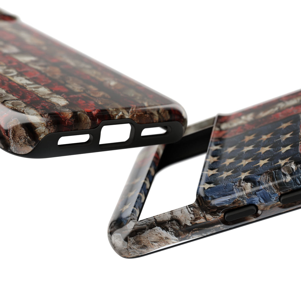 American Flag Bark Wood UV Print