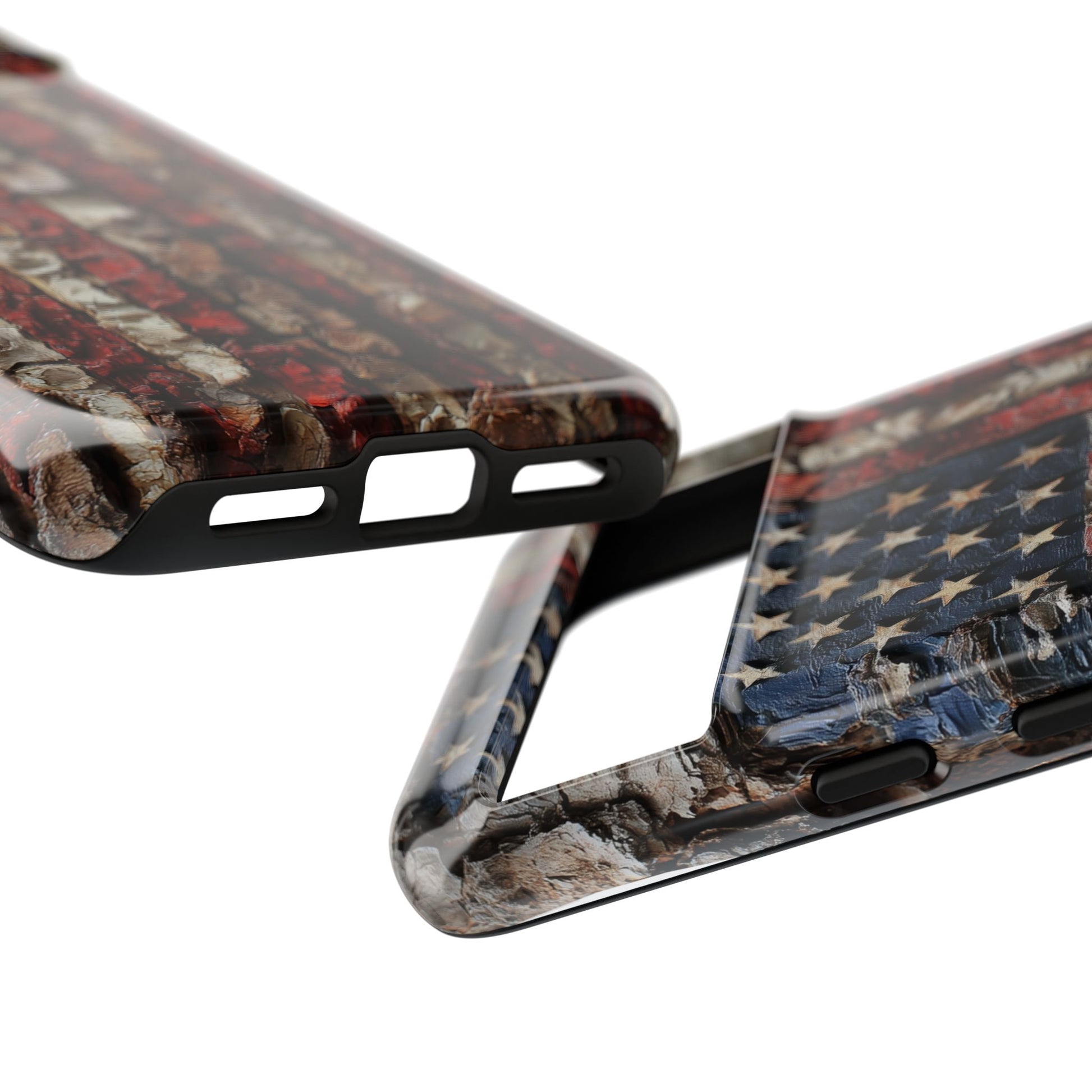 American Flag Bark Wood UV Print