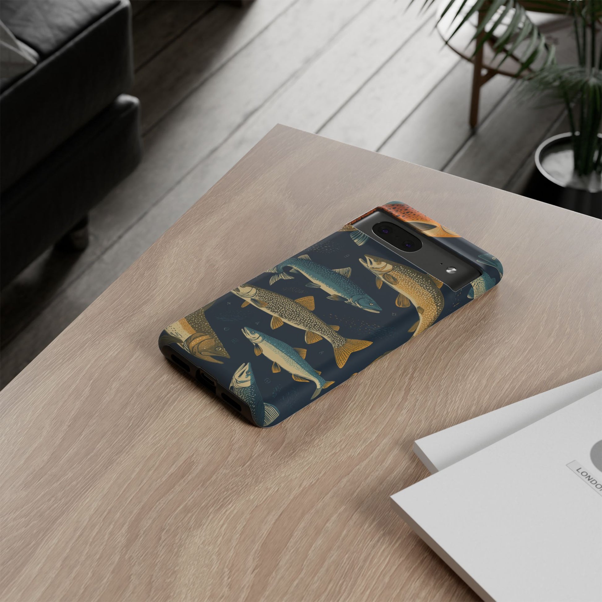 Abstract Fish Salmon Fishing Pattern