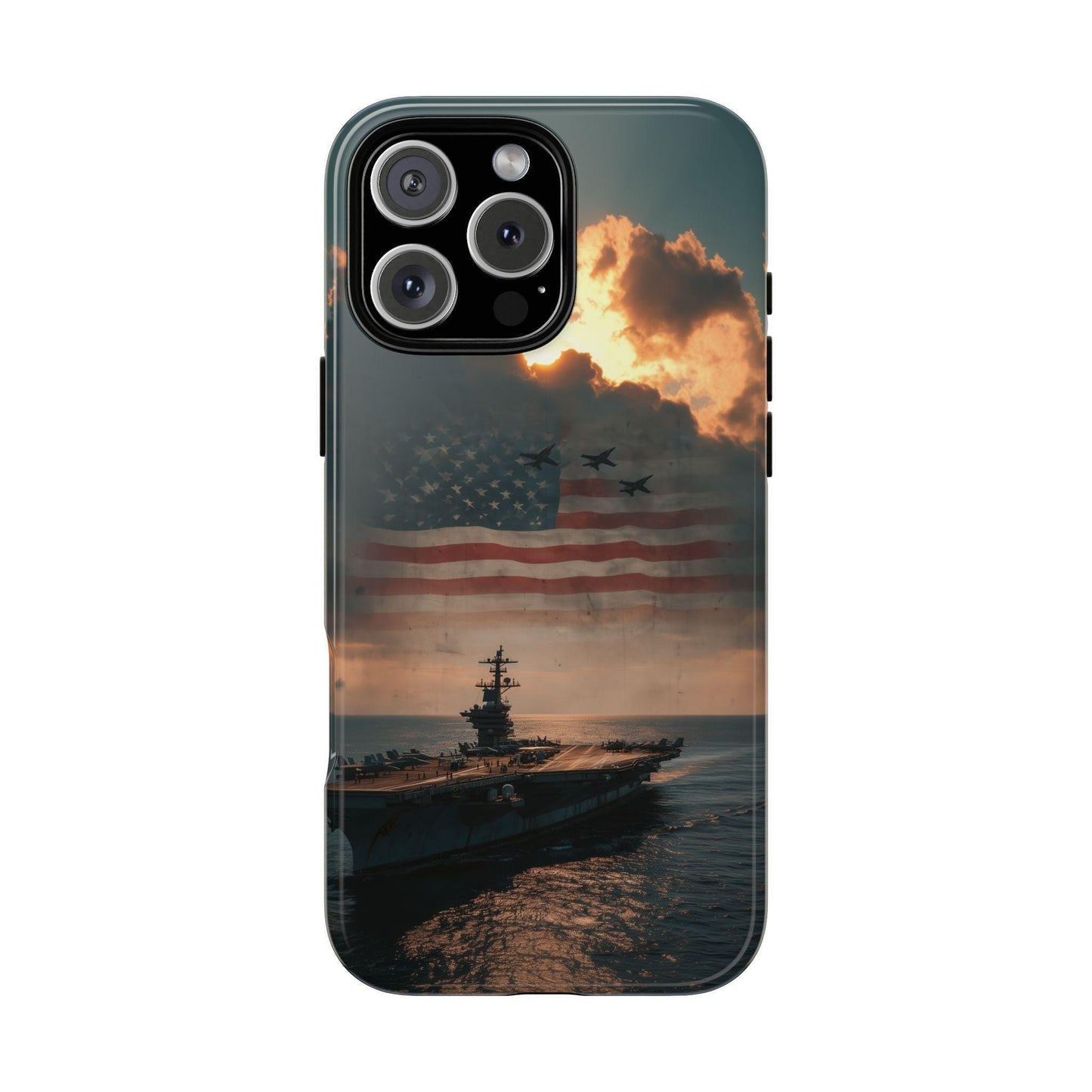 US Navy Carrier Ship American Flag