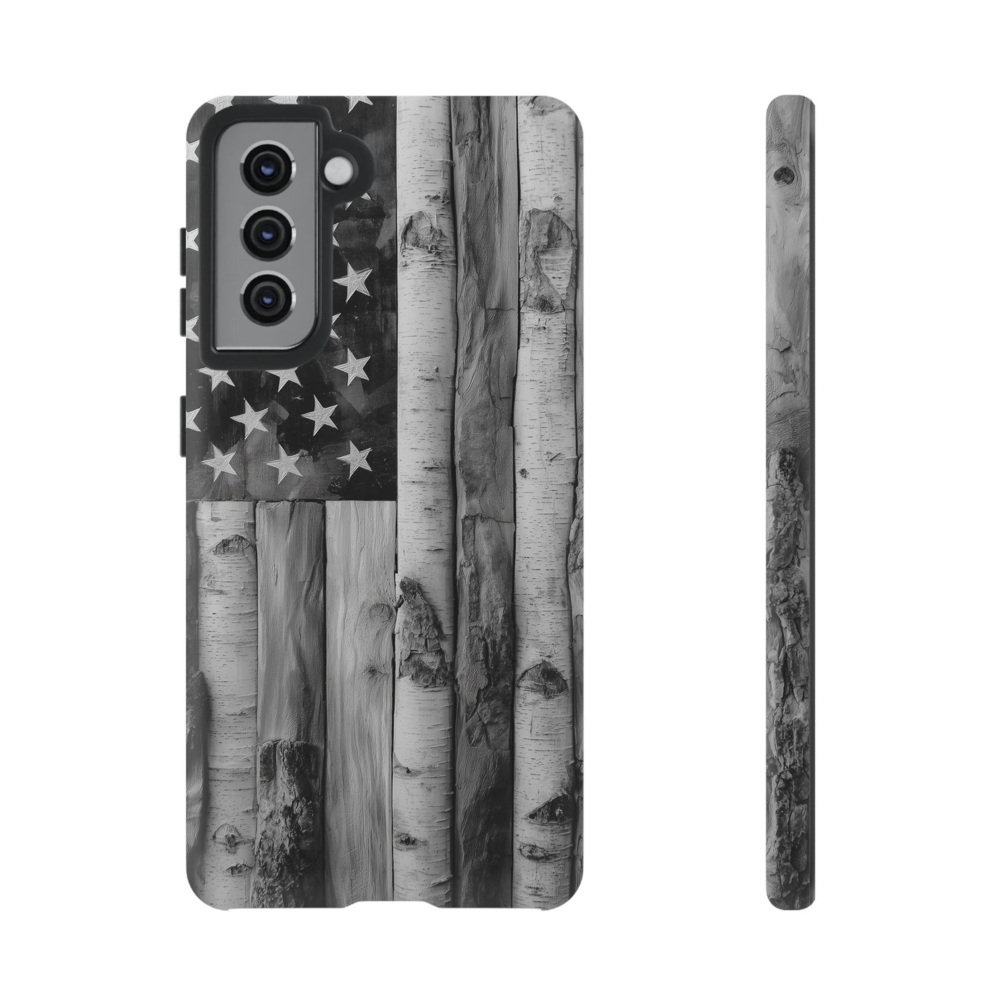American Flag Flat Gray Wood Tone