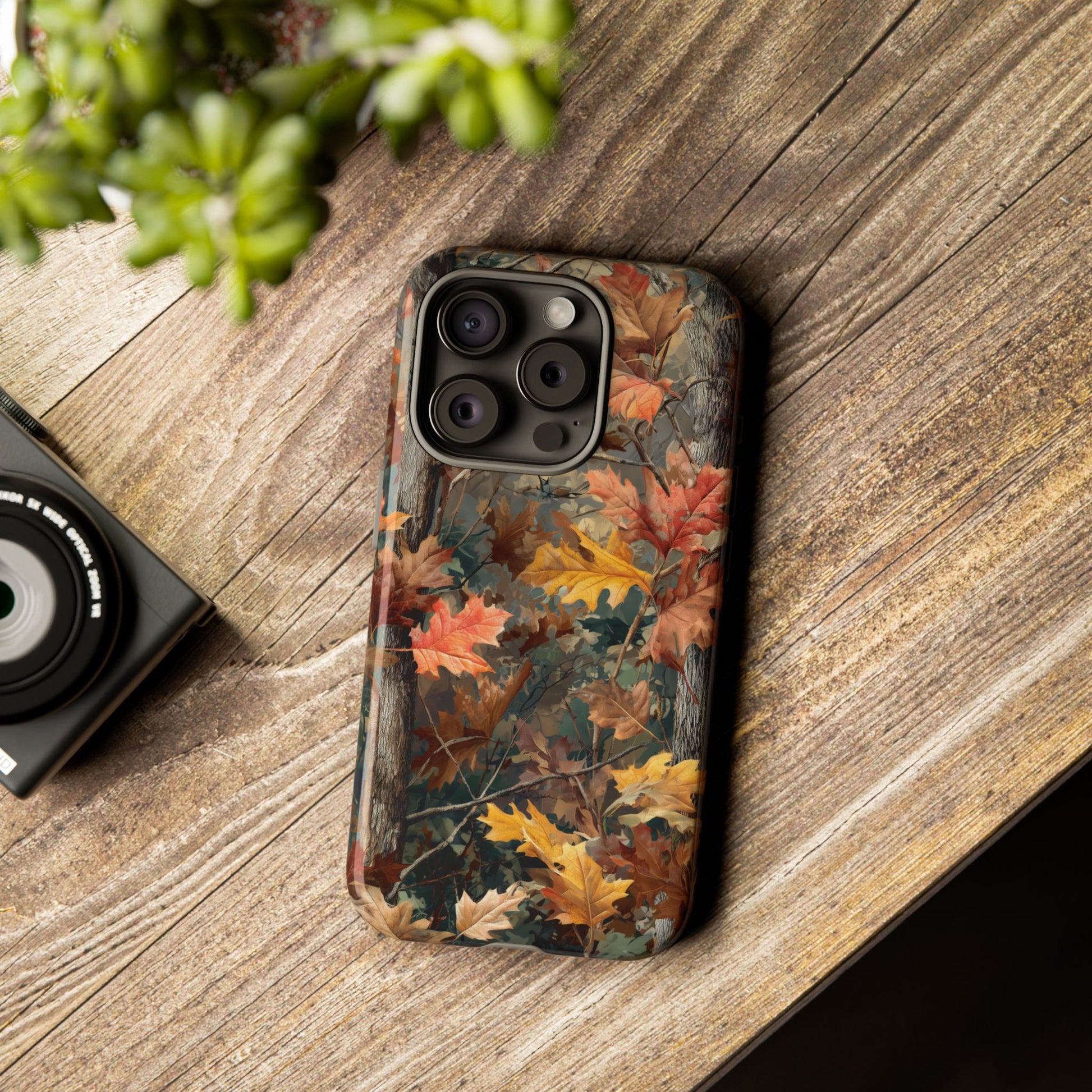 Autumn Forest Camouflage Orange Brown Leaves