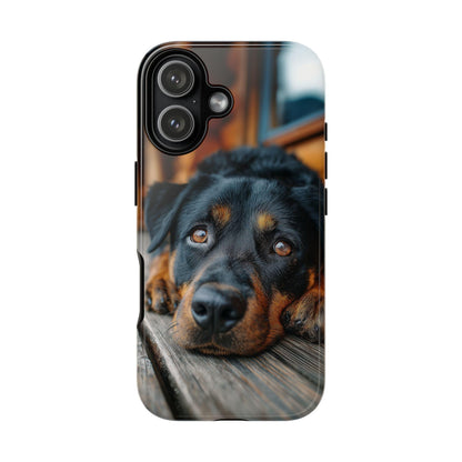 Rottweiler Dog Wooden Deck