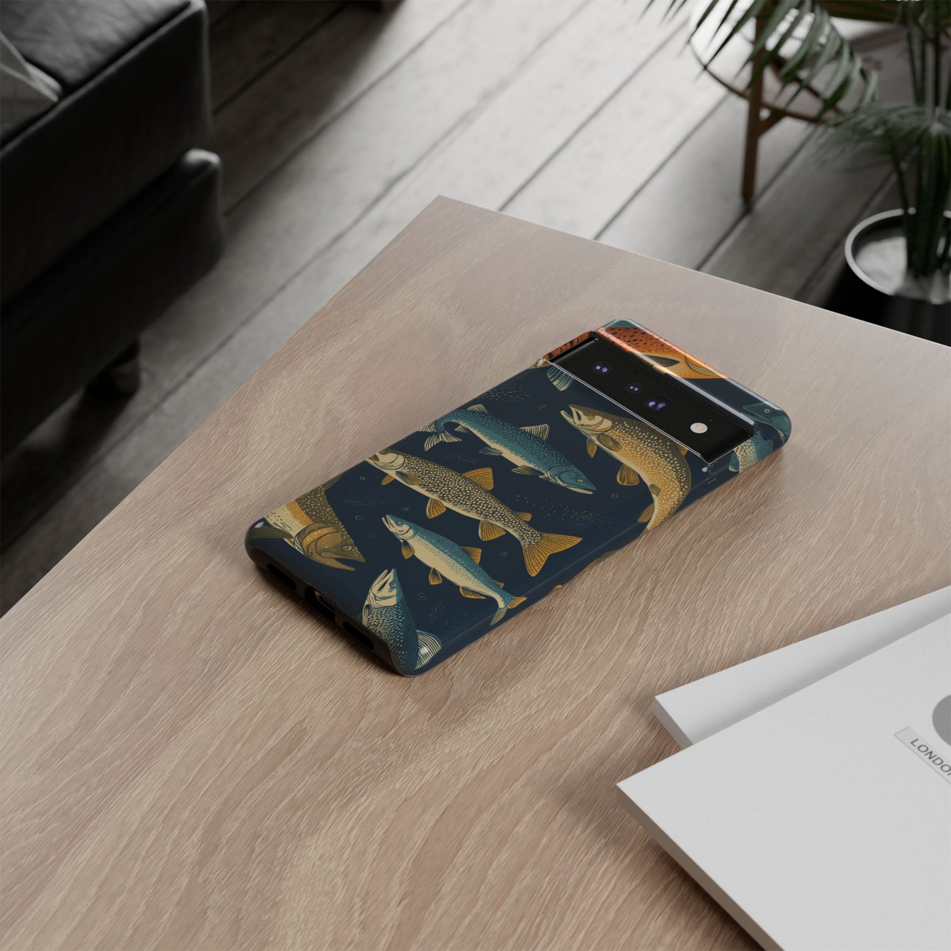 Abstract Fish Salmon Fishing Pattern