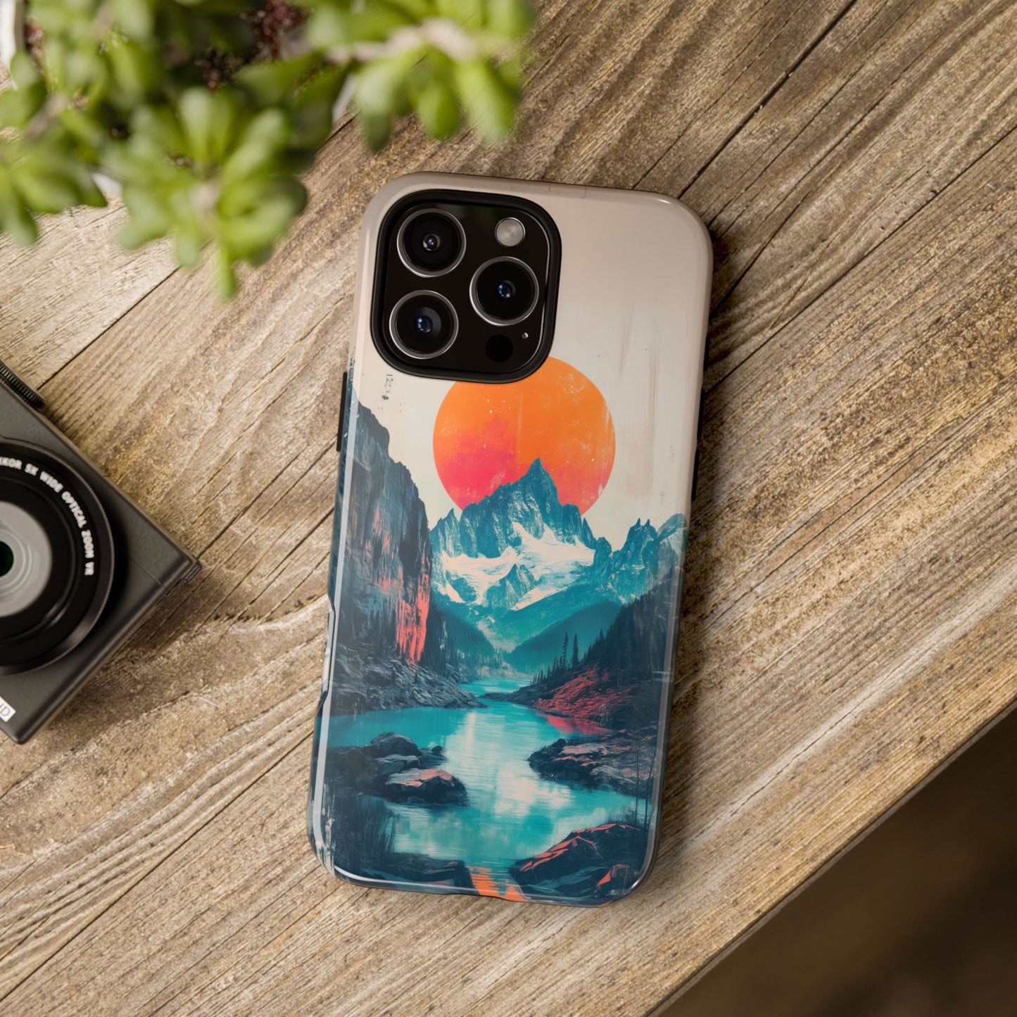 Blue Mountain Orange Sun Risograph