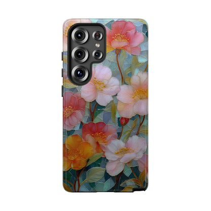 Pastel Pink Flowers Stained Glass