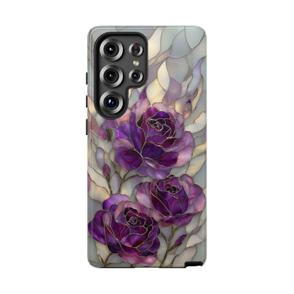 Purple Roses Stained Glass Flower
