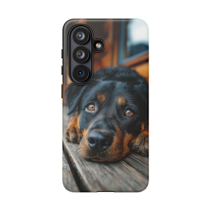 Rottweiler Dog Wooden Deck