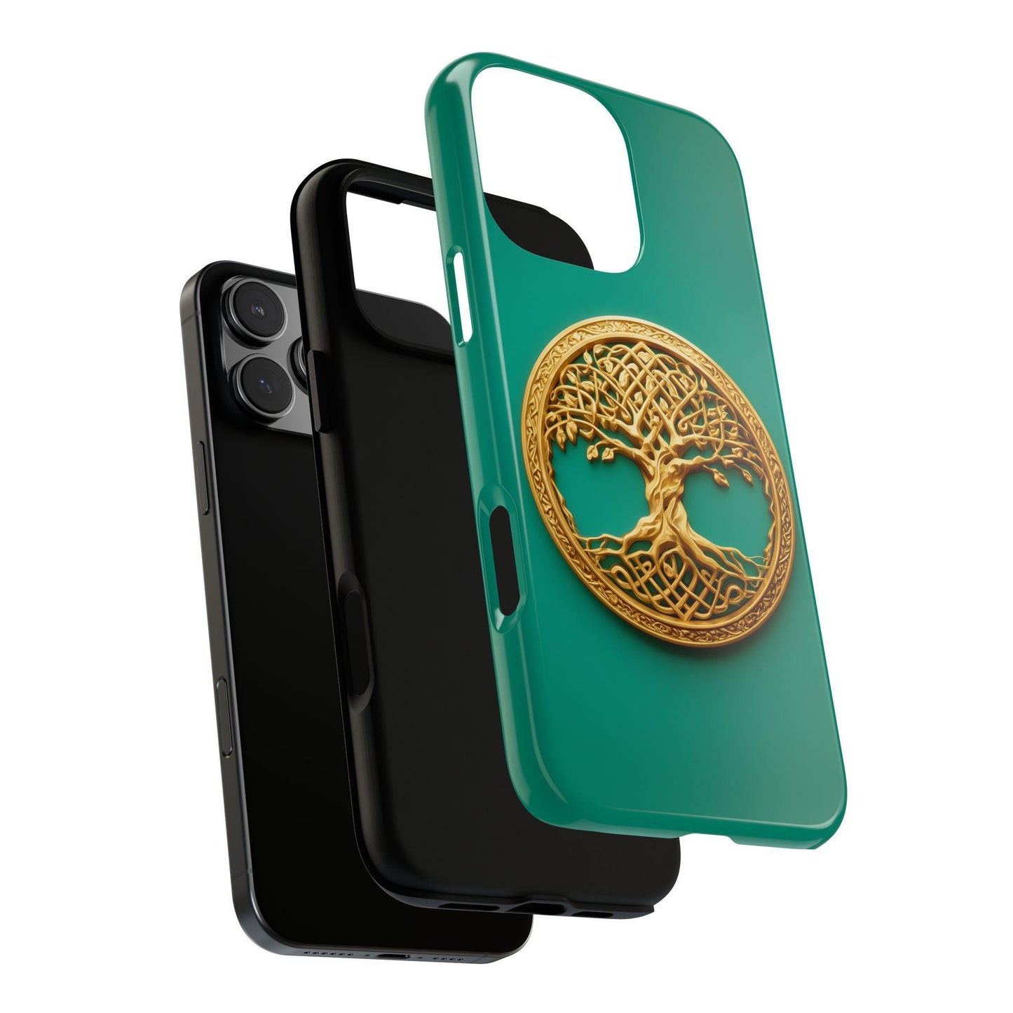 Golden Yggdrasil Celtic Tree Teal