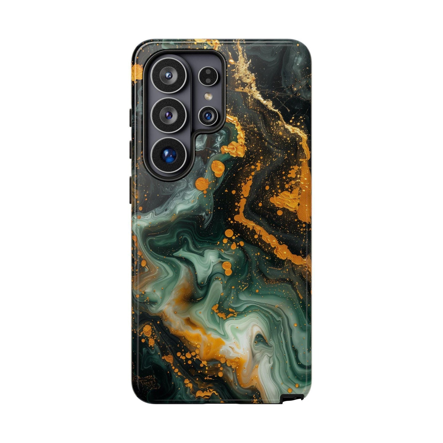 Luxury Marble Green Gold Liquid Wave