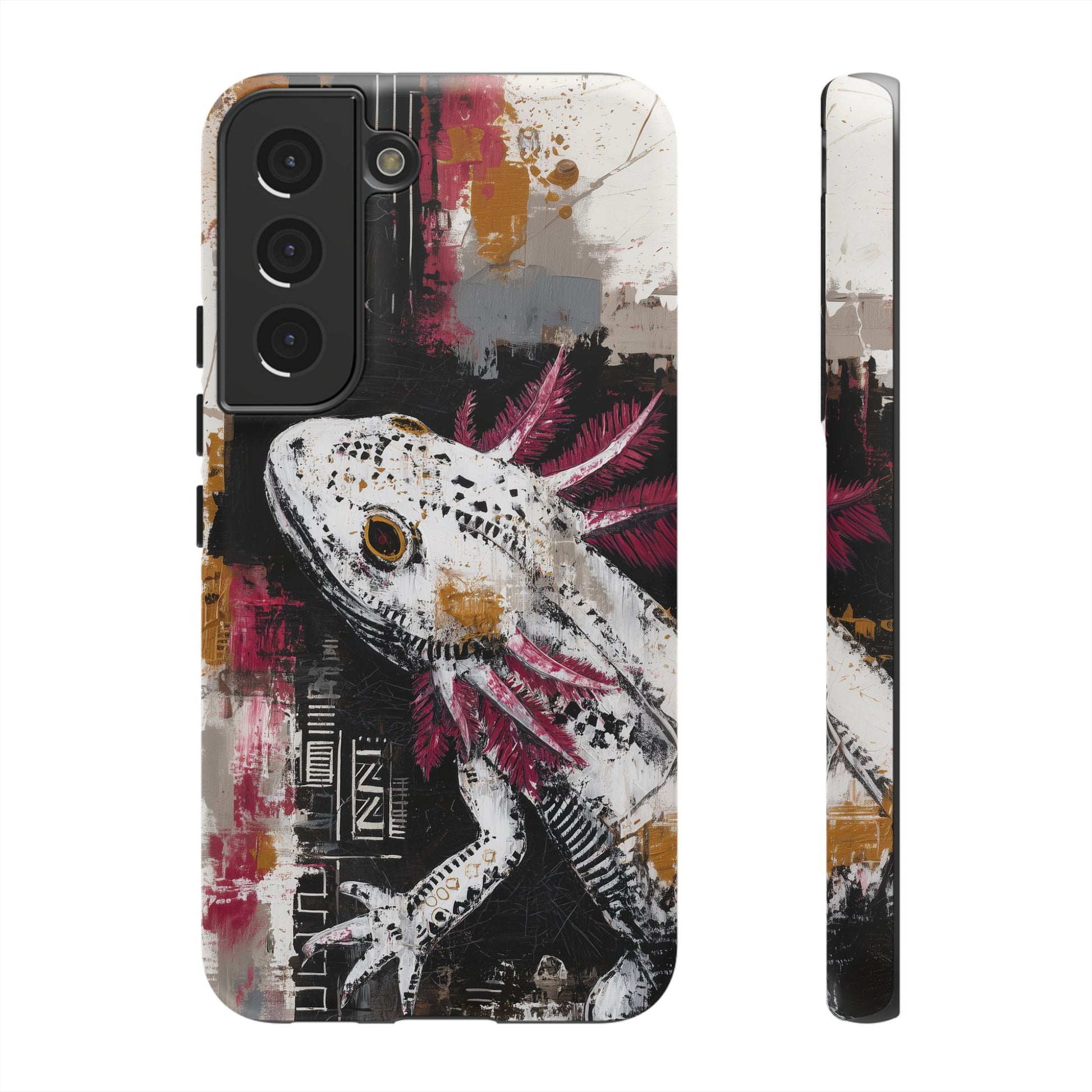 Abstract Axolotl White Pink Artwork