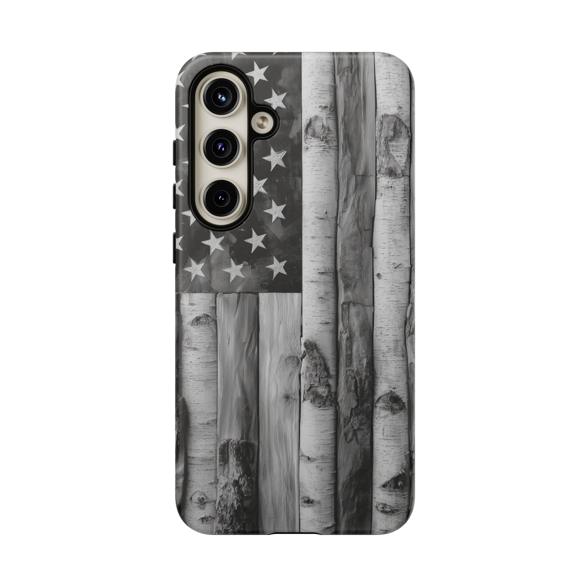 American Flag Flat Gray Wood Tone