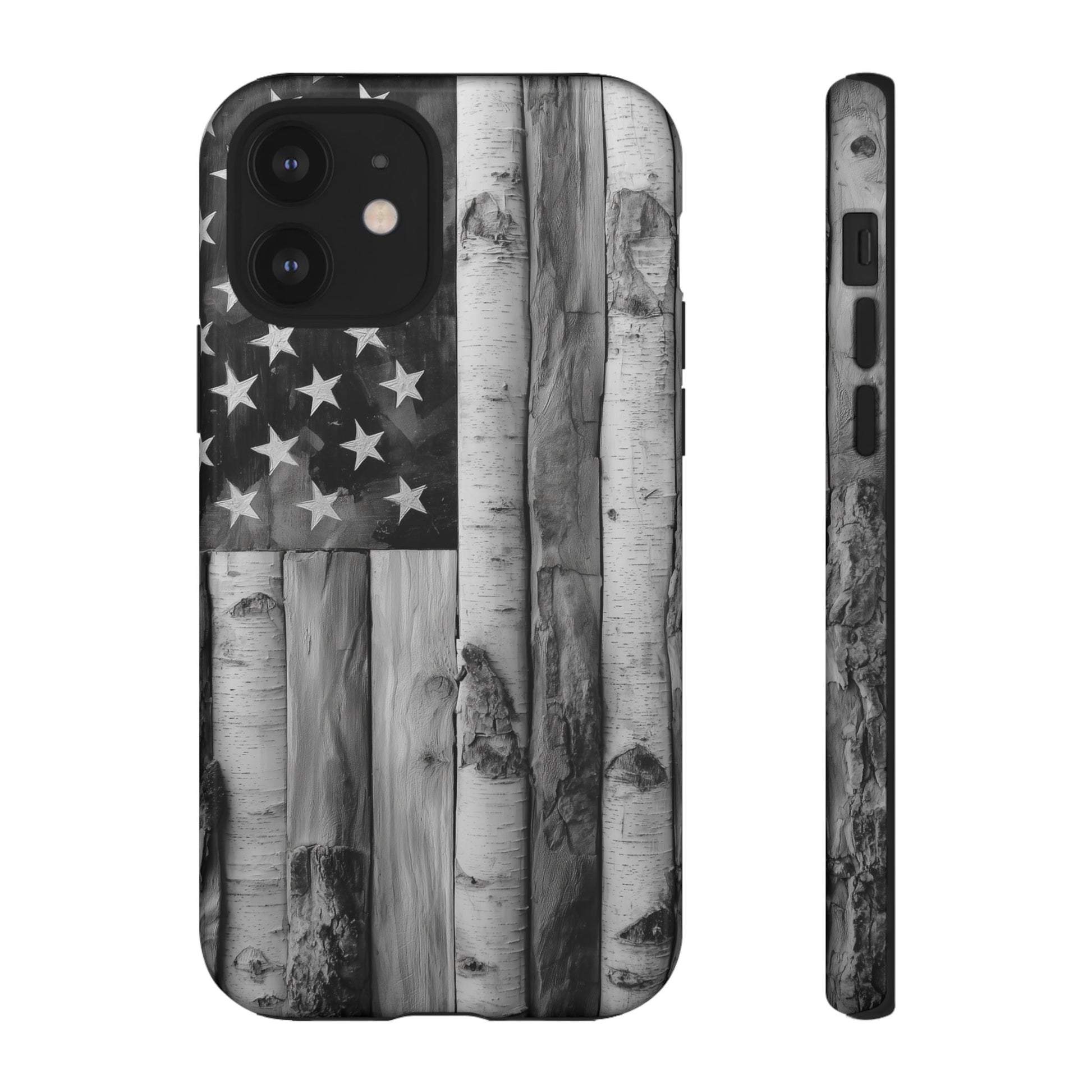 American Flag Flat Gray Wood Tone