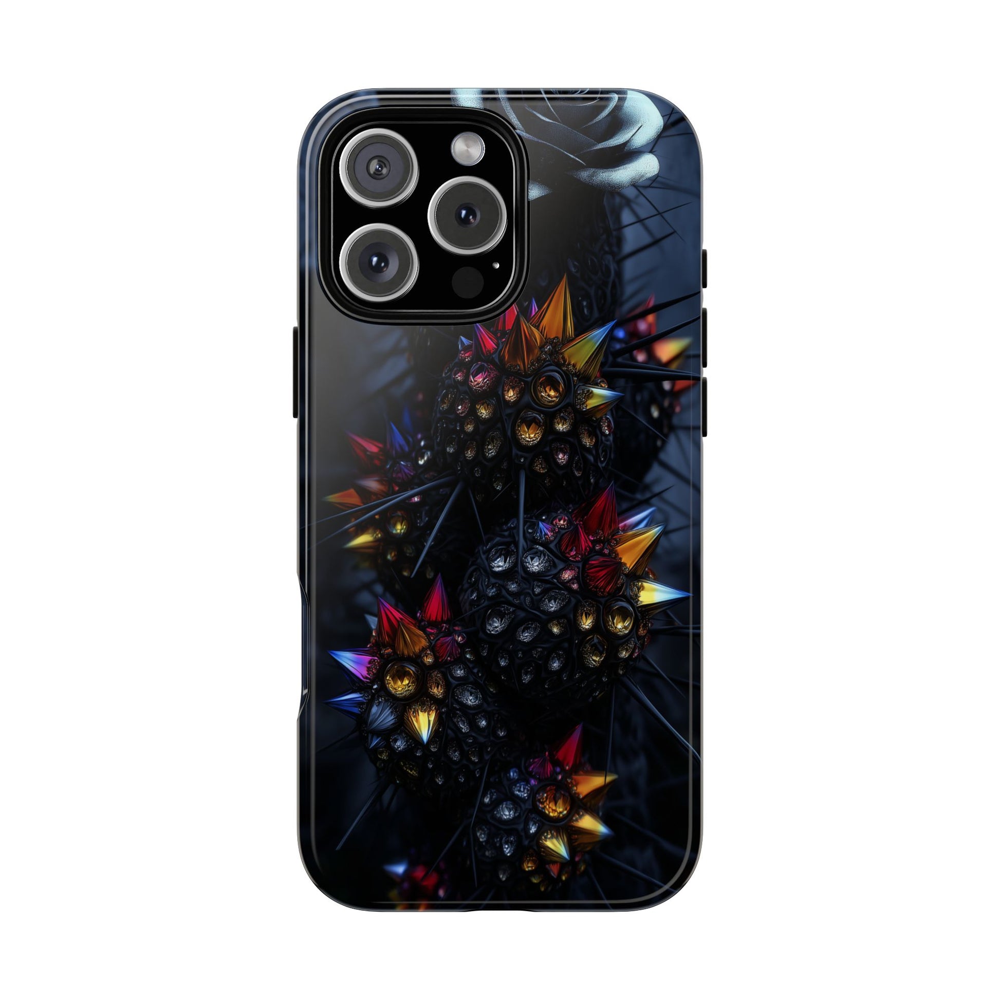 Black Cactus Colorful Glass Shards Dark Desert