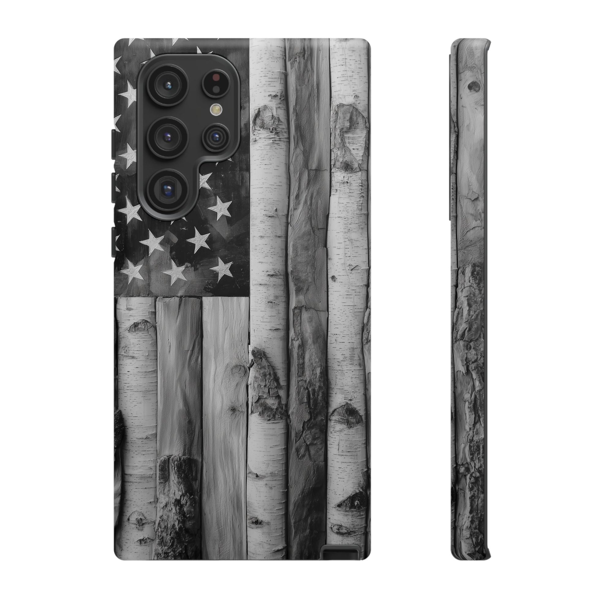 American Flag Flat Gray Wood Tone