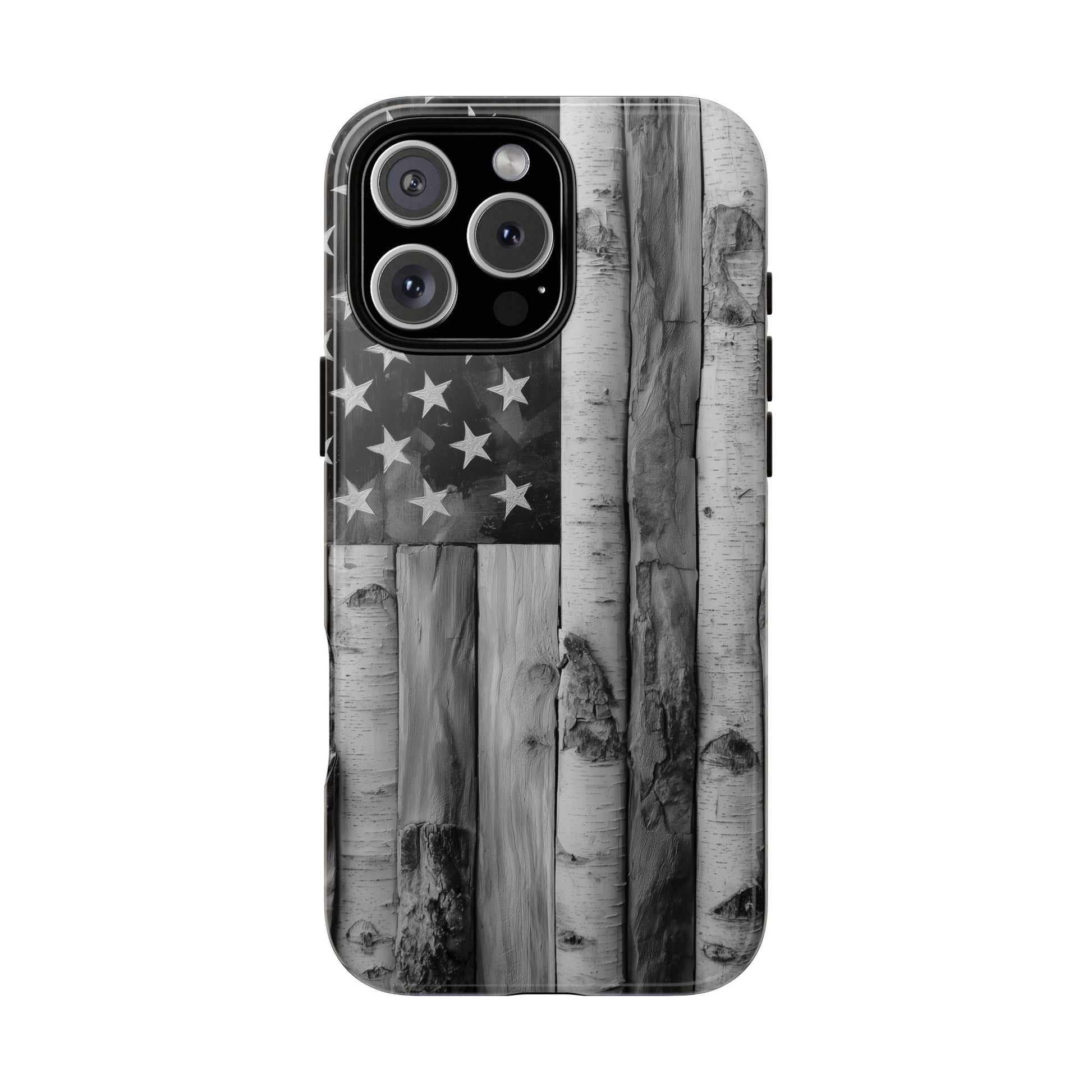 American Flag Flat Gray Wood Tone