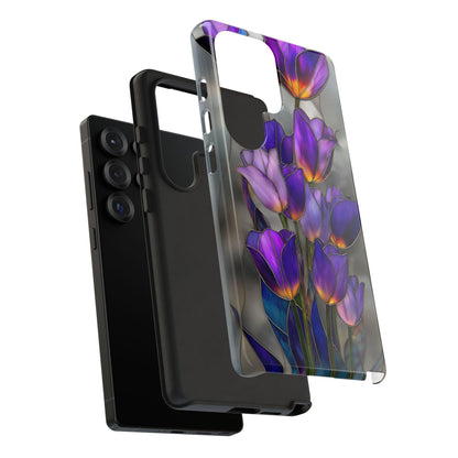 Purple Tulip Flowers Bouquet Stained Glass