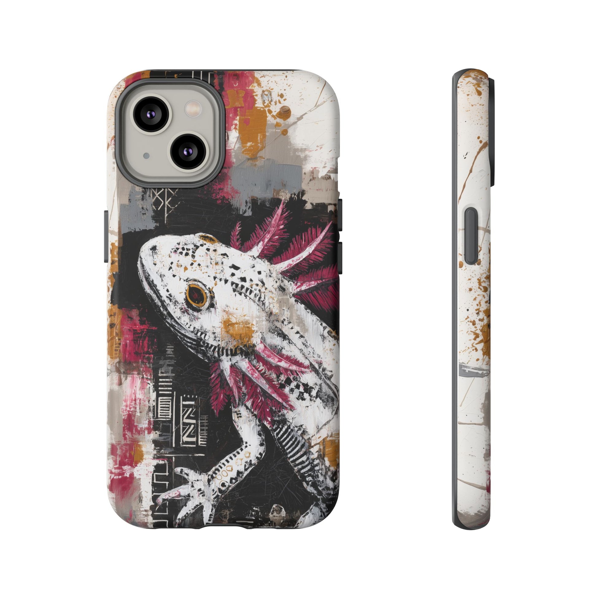 Abstract Axolotl White Pink Artwork