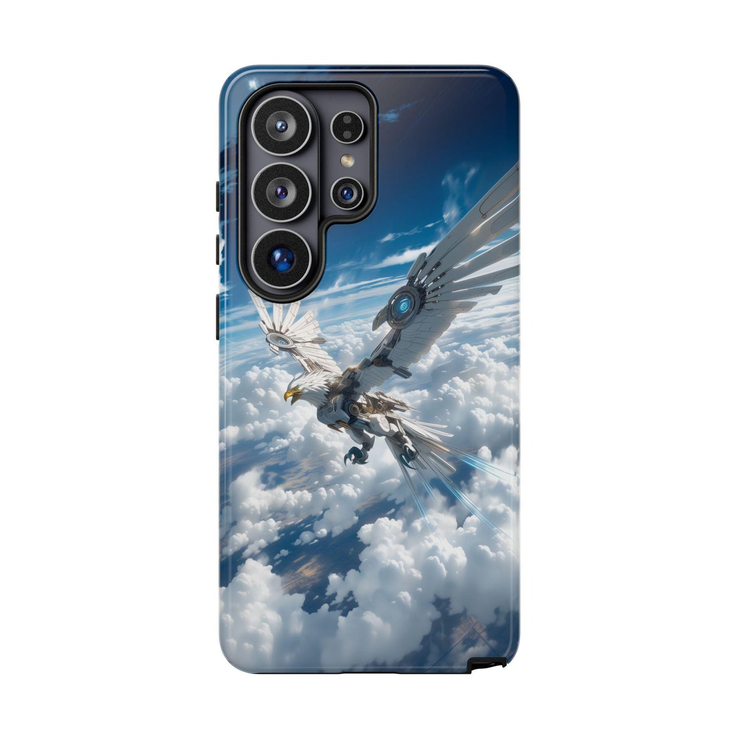 Mechanical Eagle Soaring Blue Sky