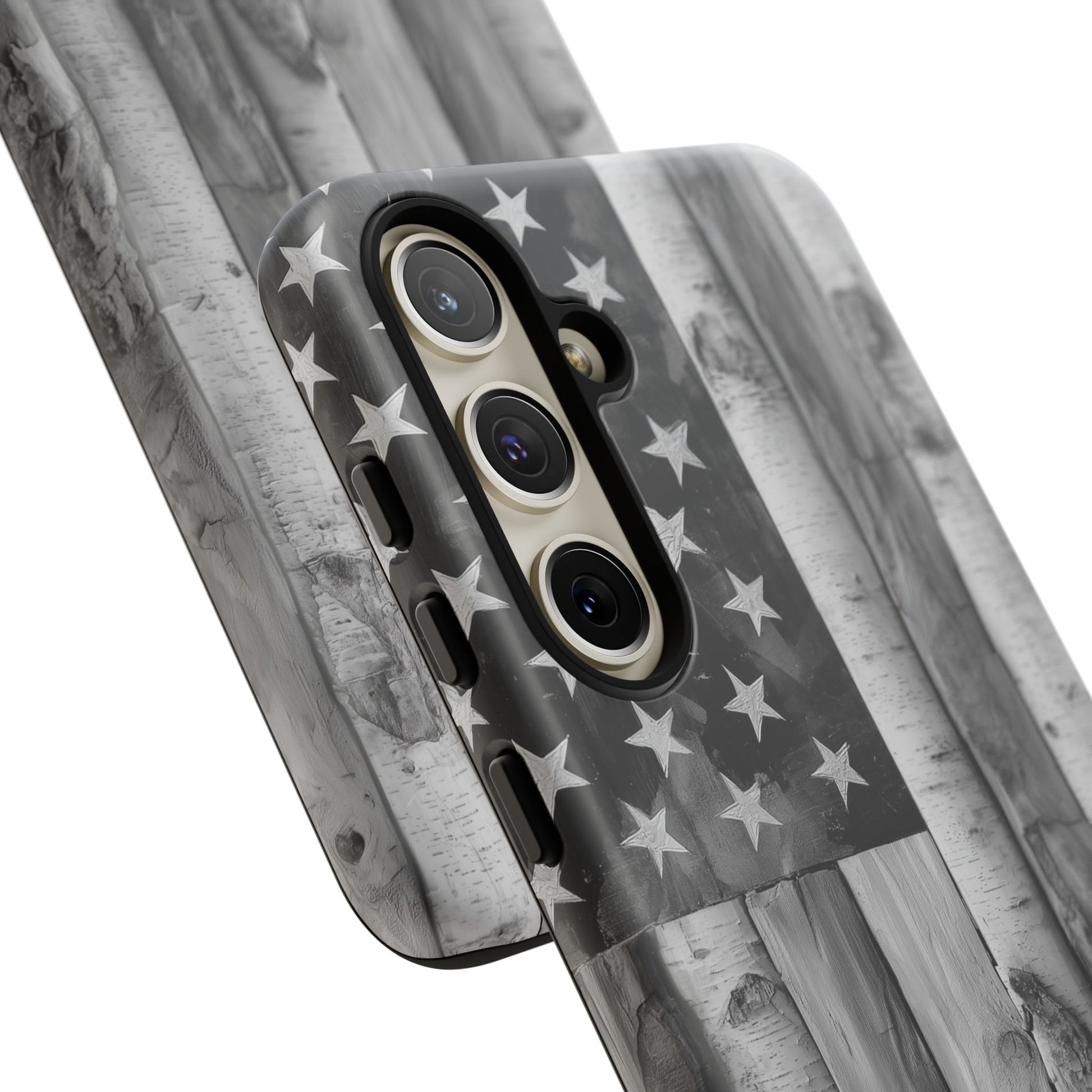 American Flag Flat Gray Wood Tone