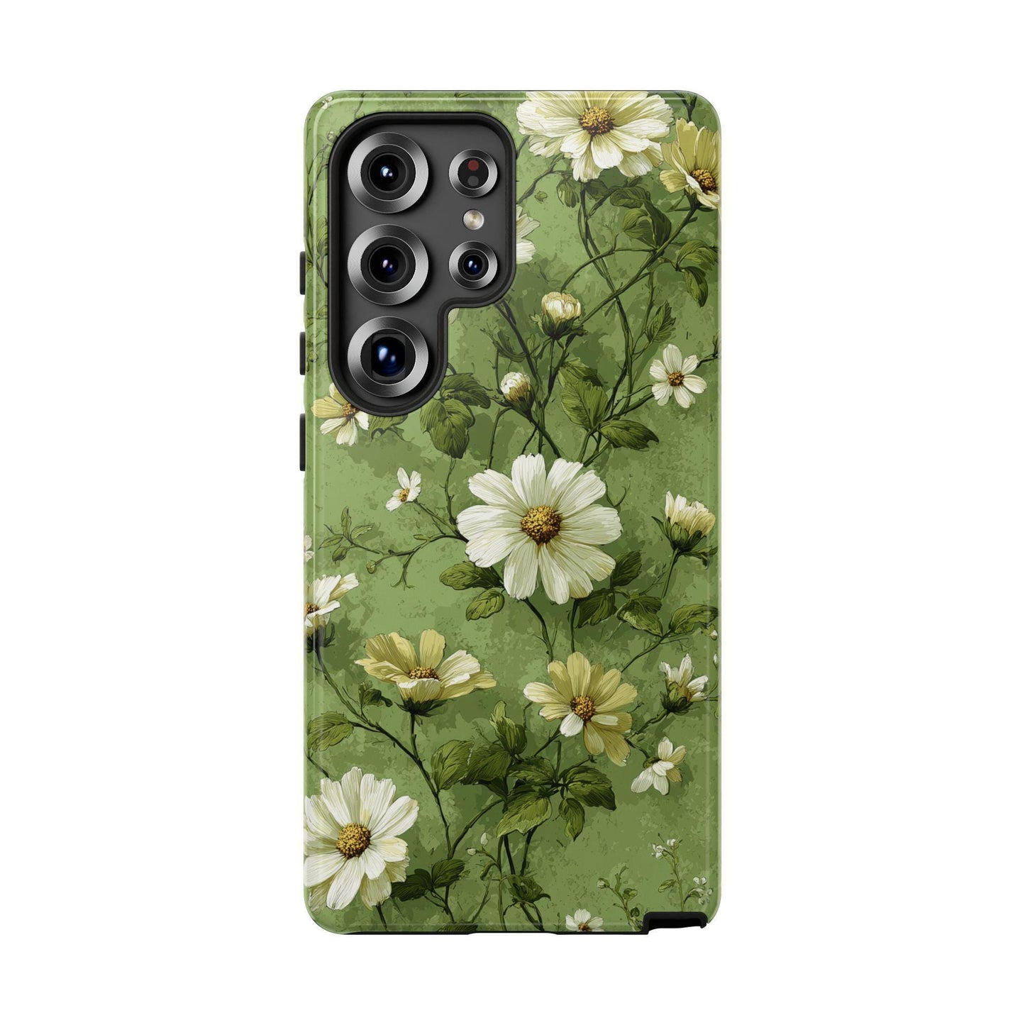 White Floral Green Vines