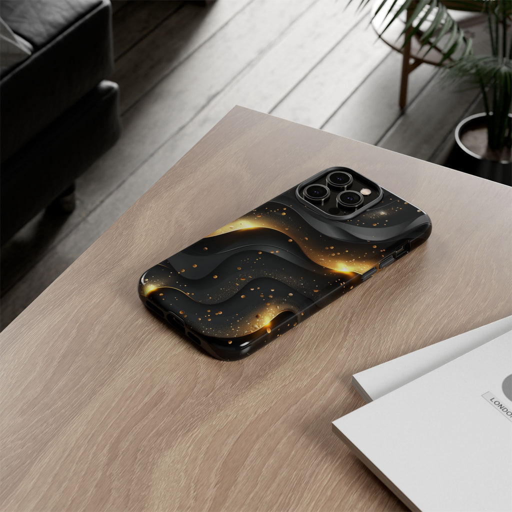 Black Gold Minimalist Waves Cover Phone Case