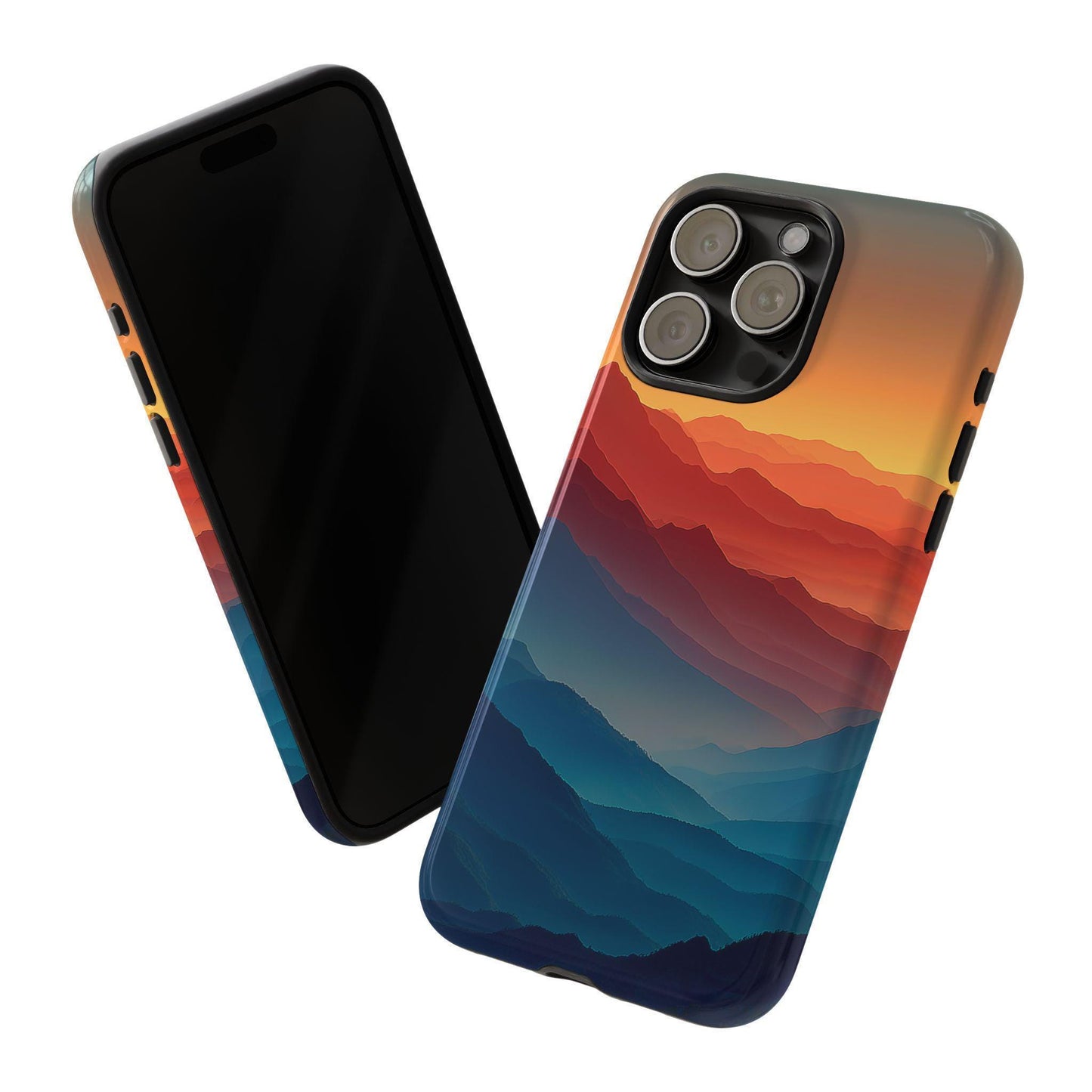 Gradient Mountains Orange Blue Sunrise