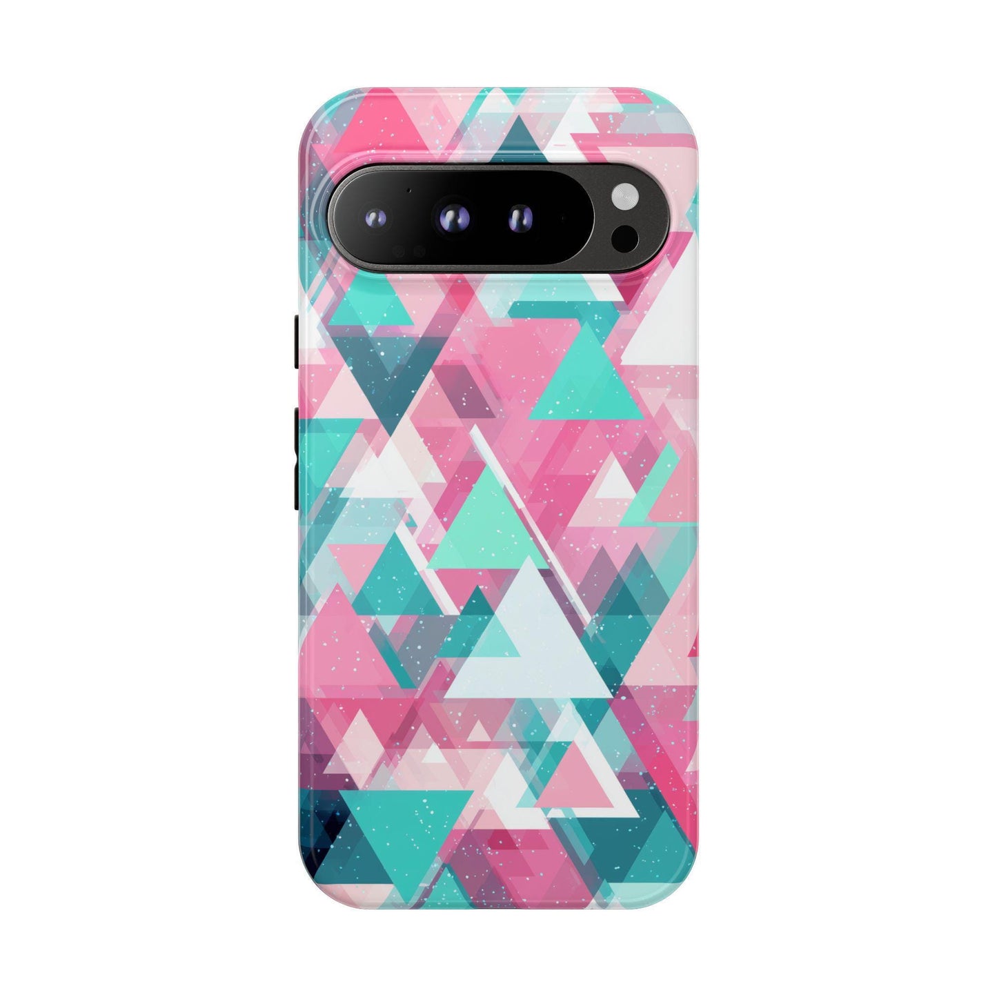 Abstract Triangles Pink Teal Pattern