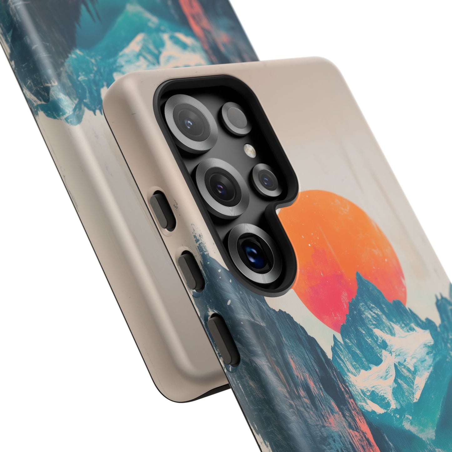 Blue Mountain Orange Sun Risograph