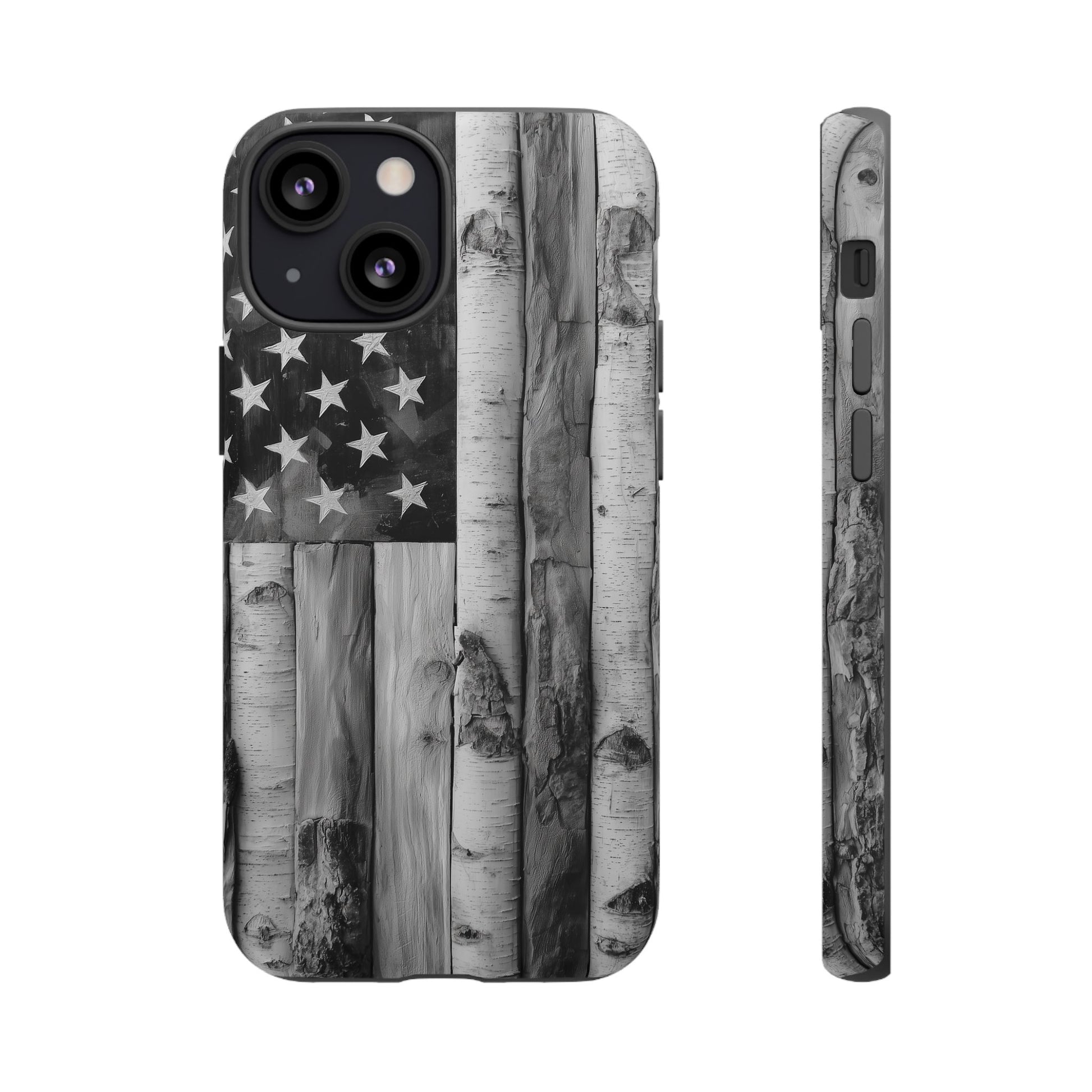 American Flag Flat Gray Wood Tone