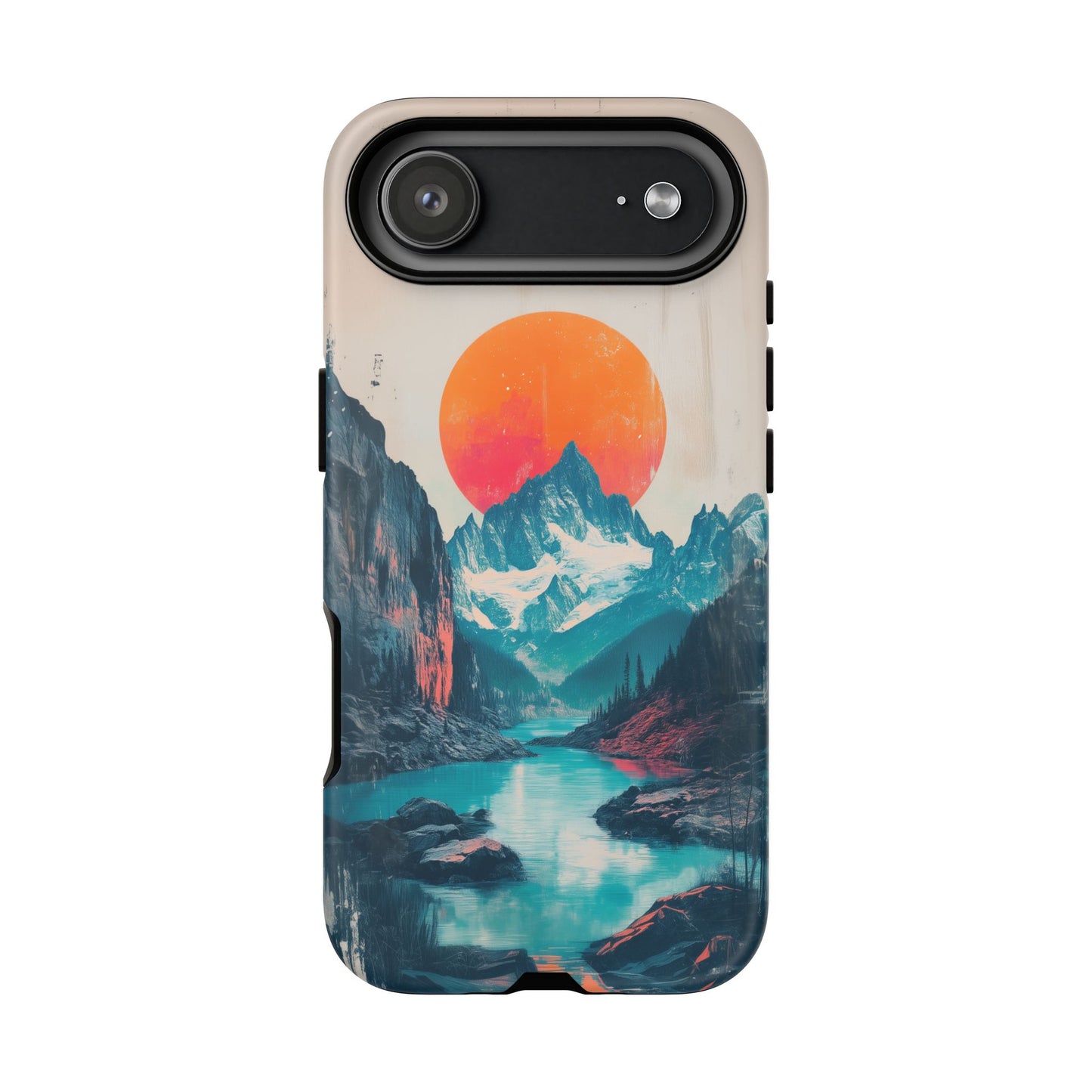 Blue Mountain Orange Sun Risograph