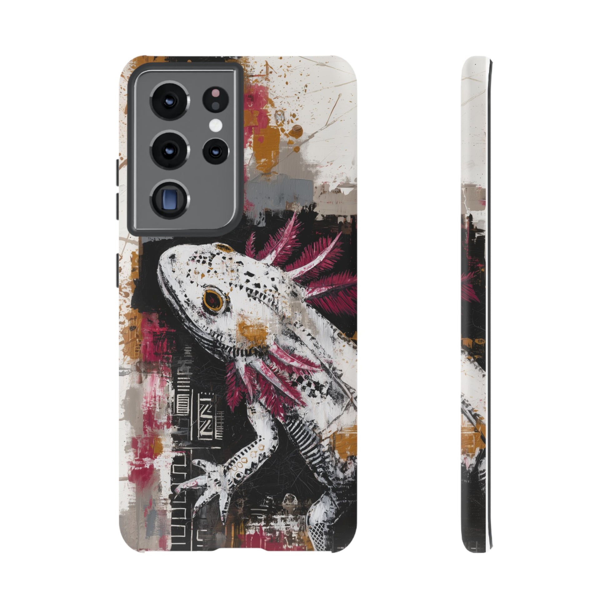 Abstract Axolotl White Pink Artwork