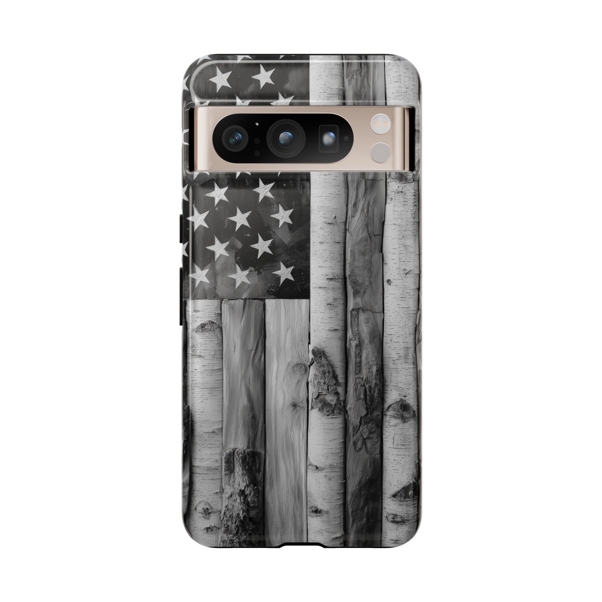 American Flag Flat Gray Wood Tone