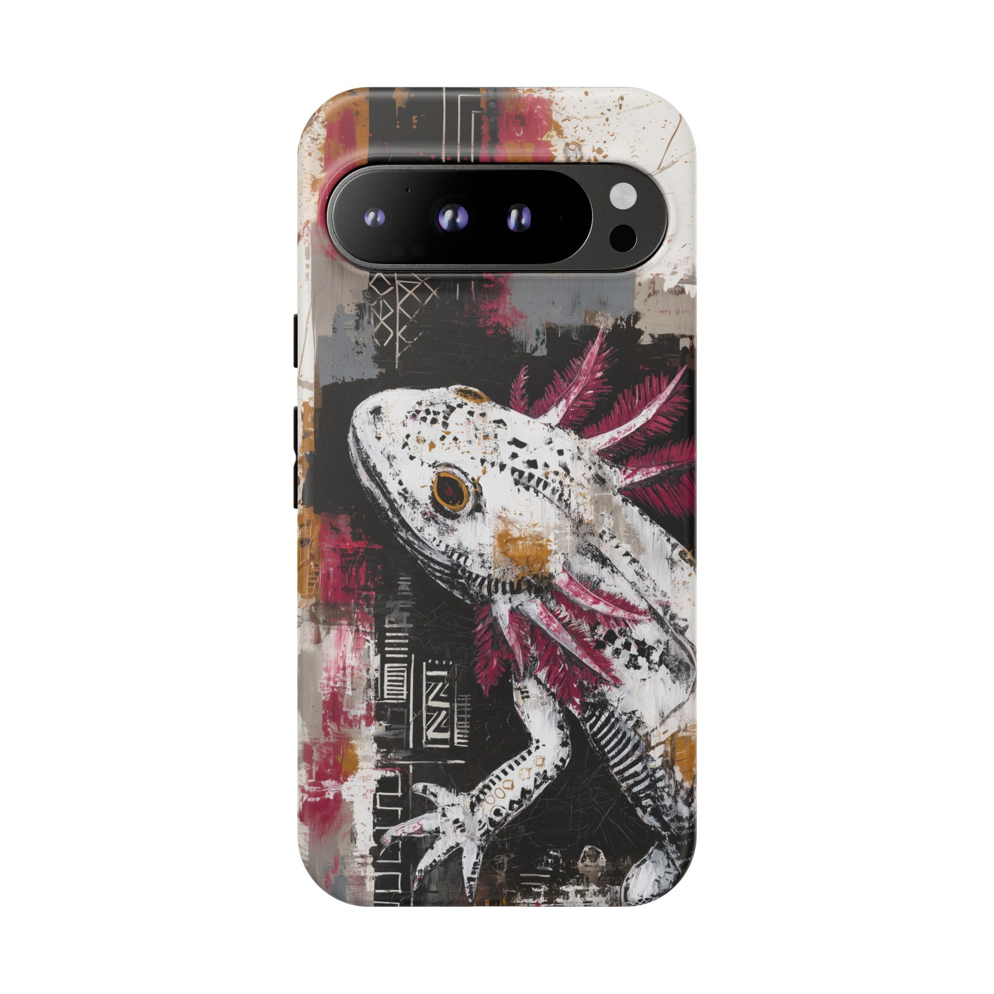 Abstract Axolotl White Pink Artwork