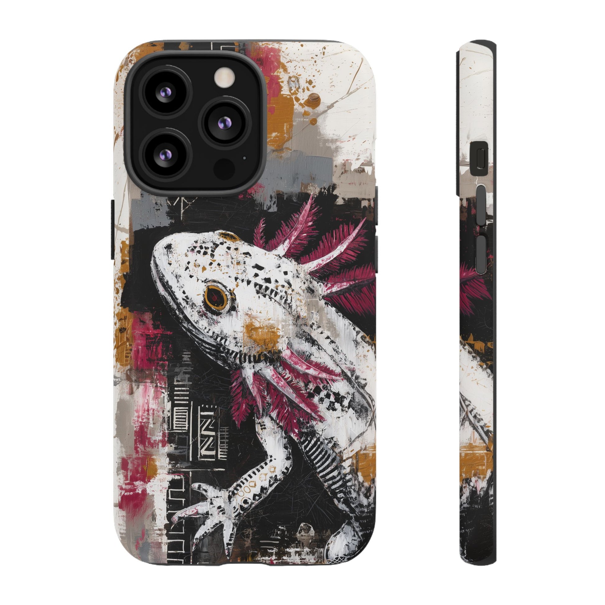 Abstract Axolotl White Pink Artwork
