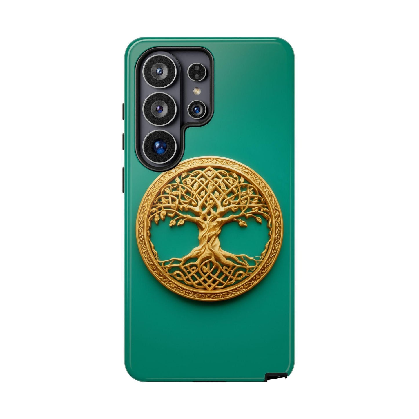 Golden Yggdrasil Celtic Tree Teal