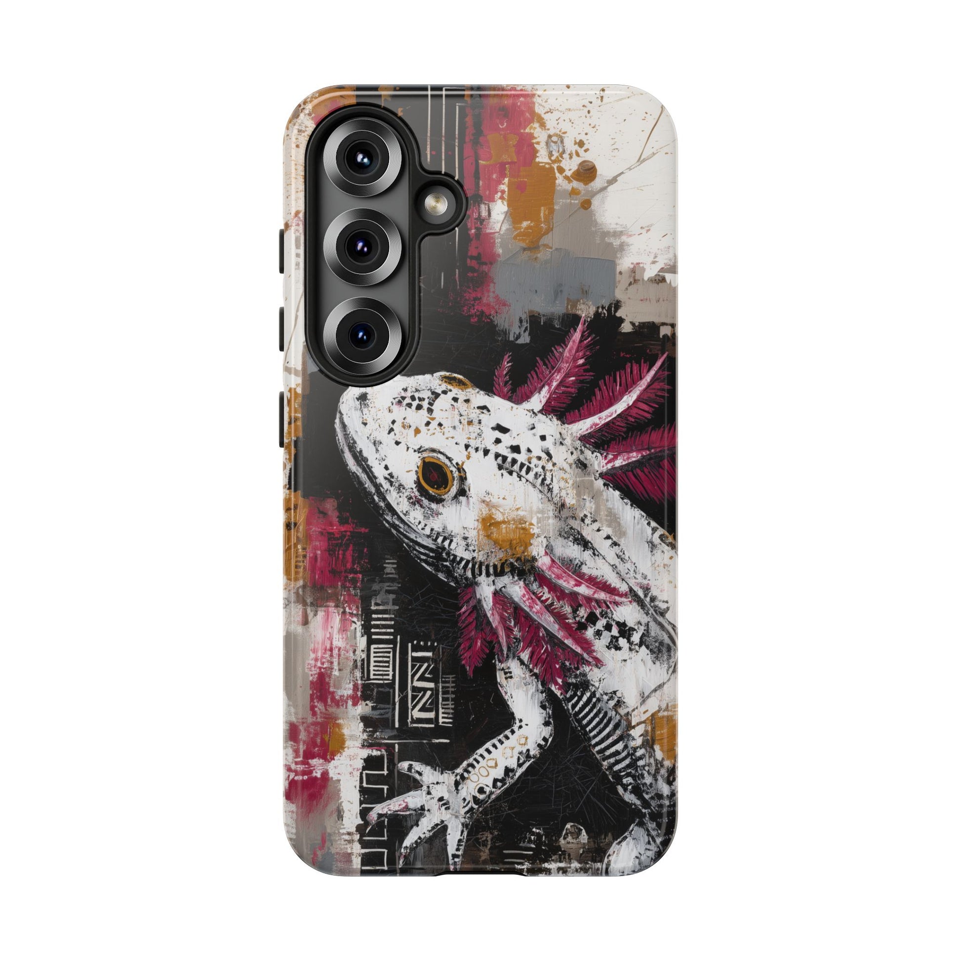 Abstract Axolotl White Pink Artwork