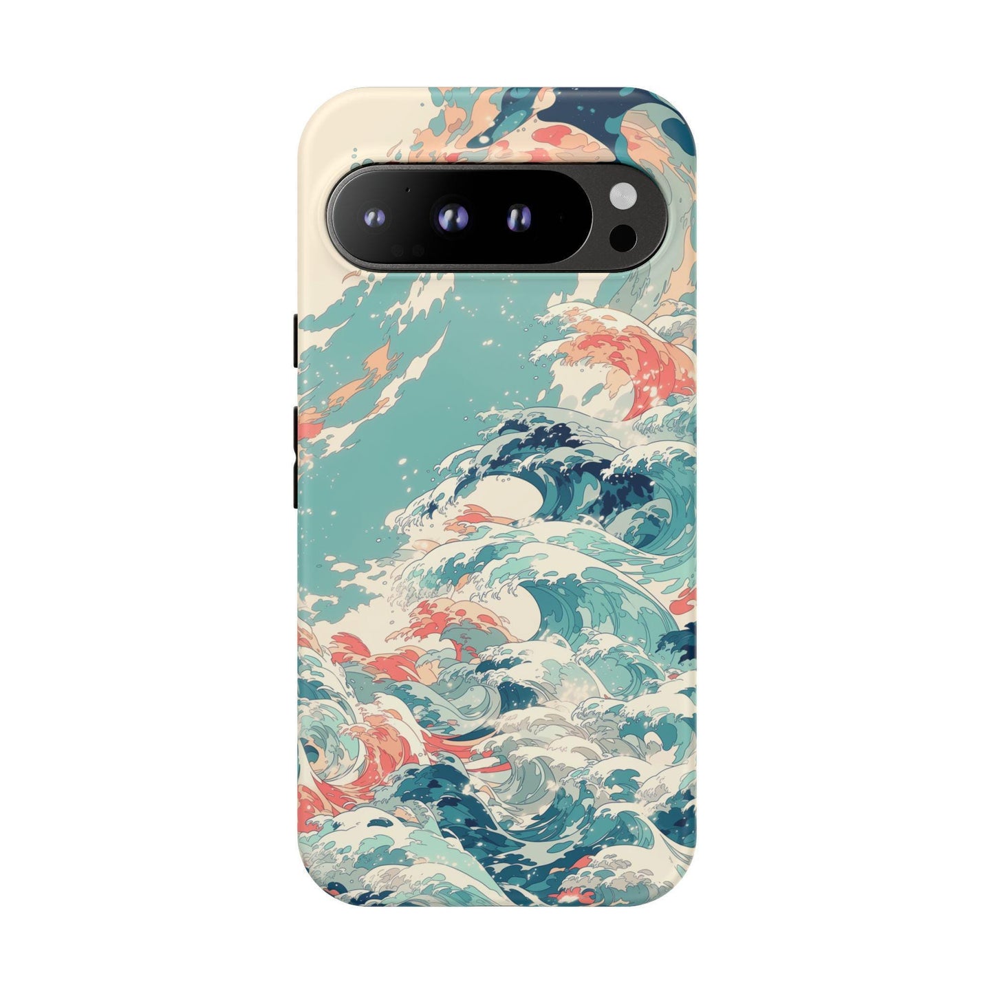 Teal Ocean Waves Coral Pastel
