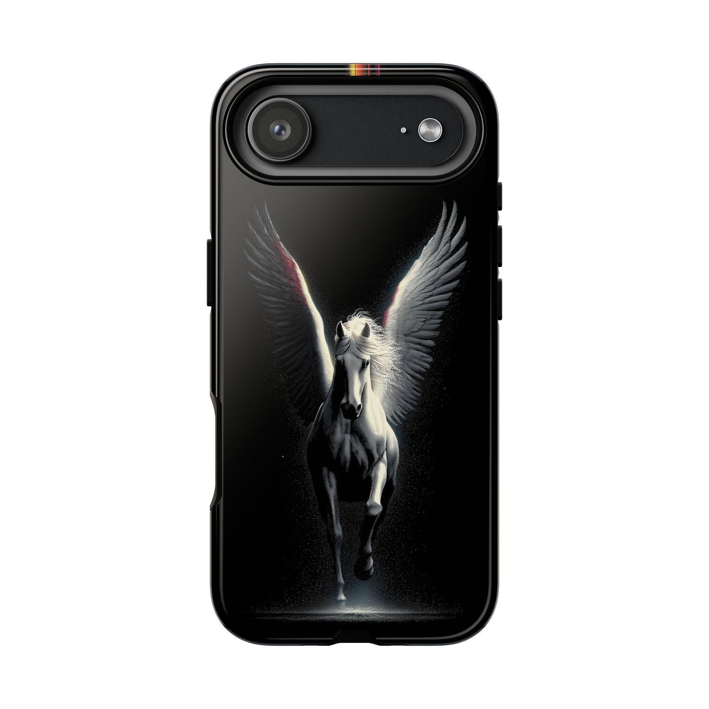 Pegasus White Winged Horse on Black