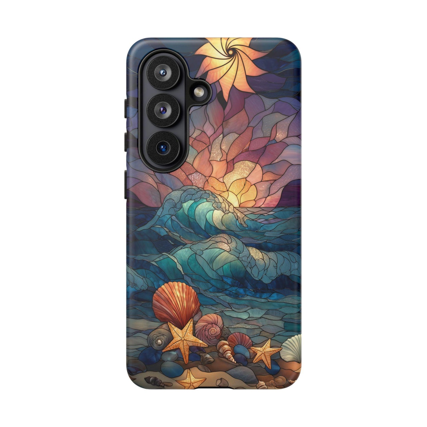 Sea Shells Beach Sunset Stained Glass