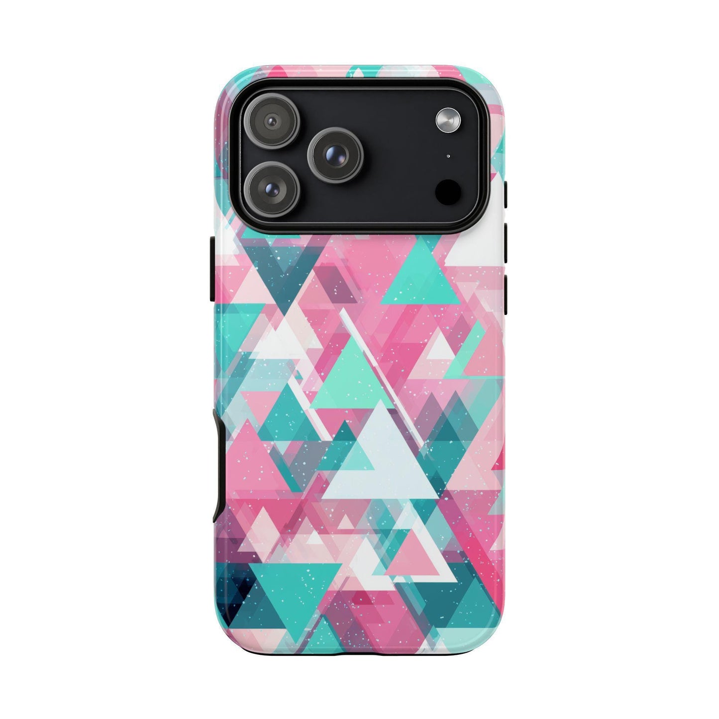 Abstract Triangles Pink Teal Pattern