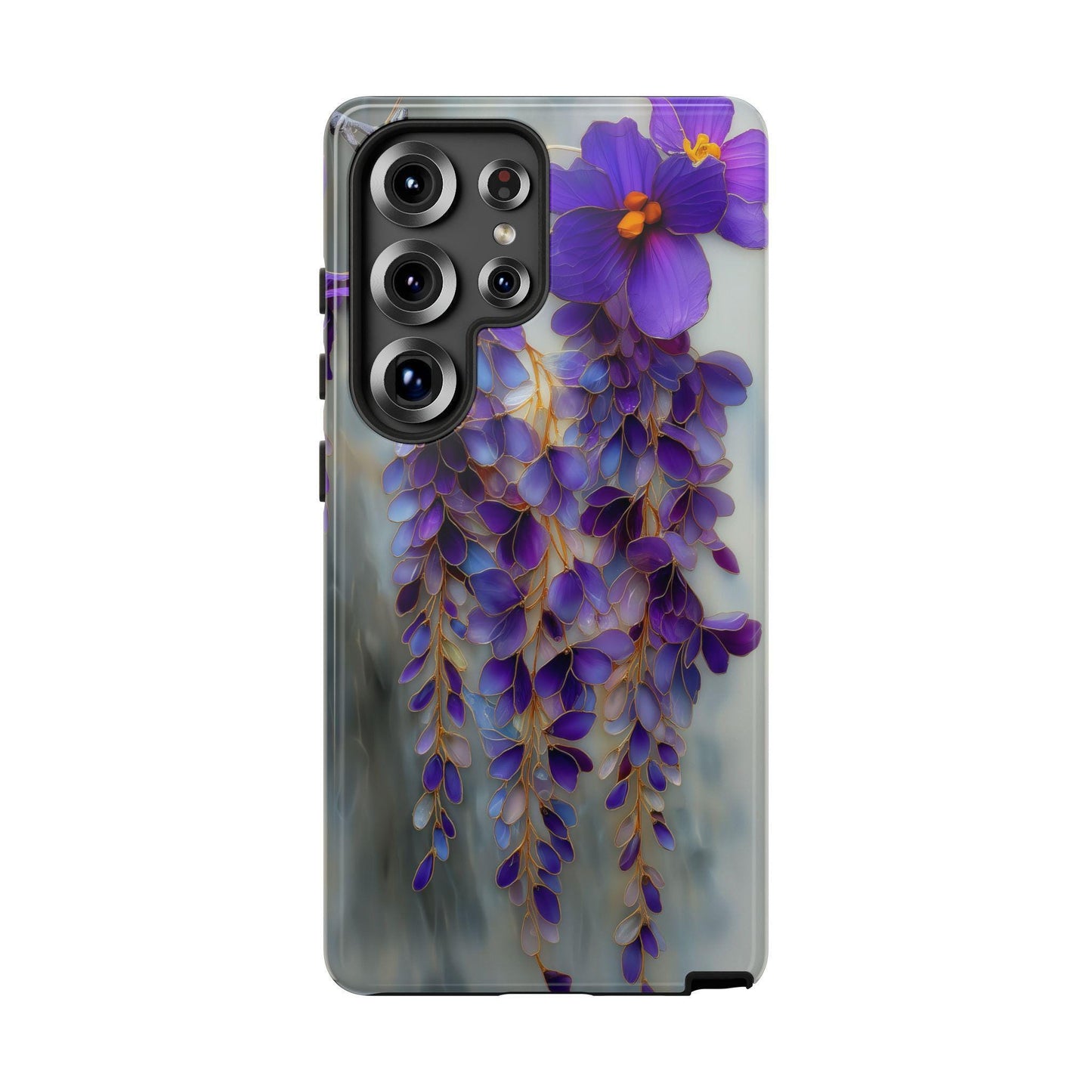 Wisteria Purple Flower Silver Stained Glass