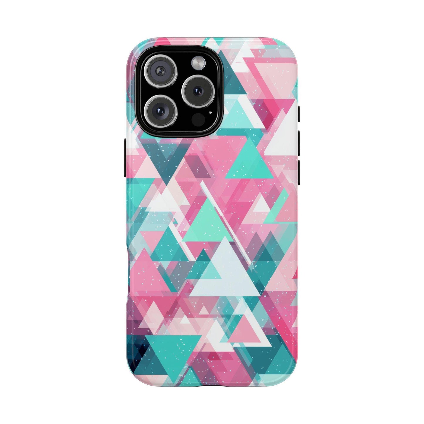 Abstract Triangles Pink Teal Pattern