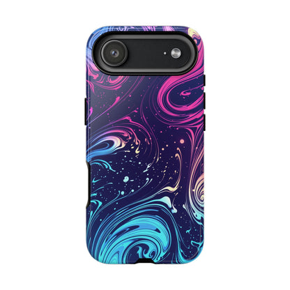 Teal Blue Swirls Neon Liquid