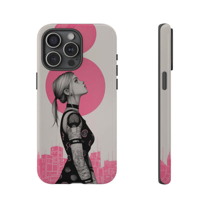 Cyberpunk Pink Neon Girl Portrait