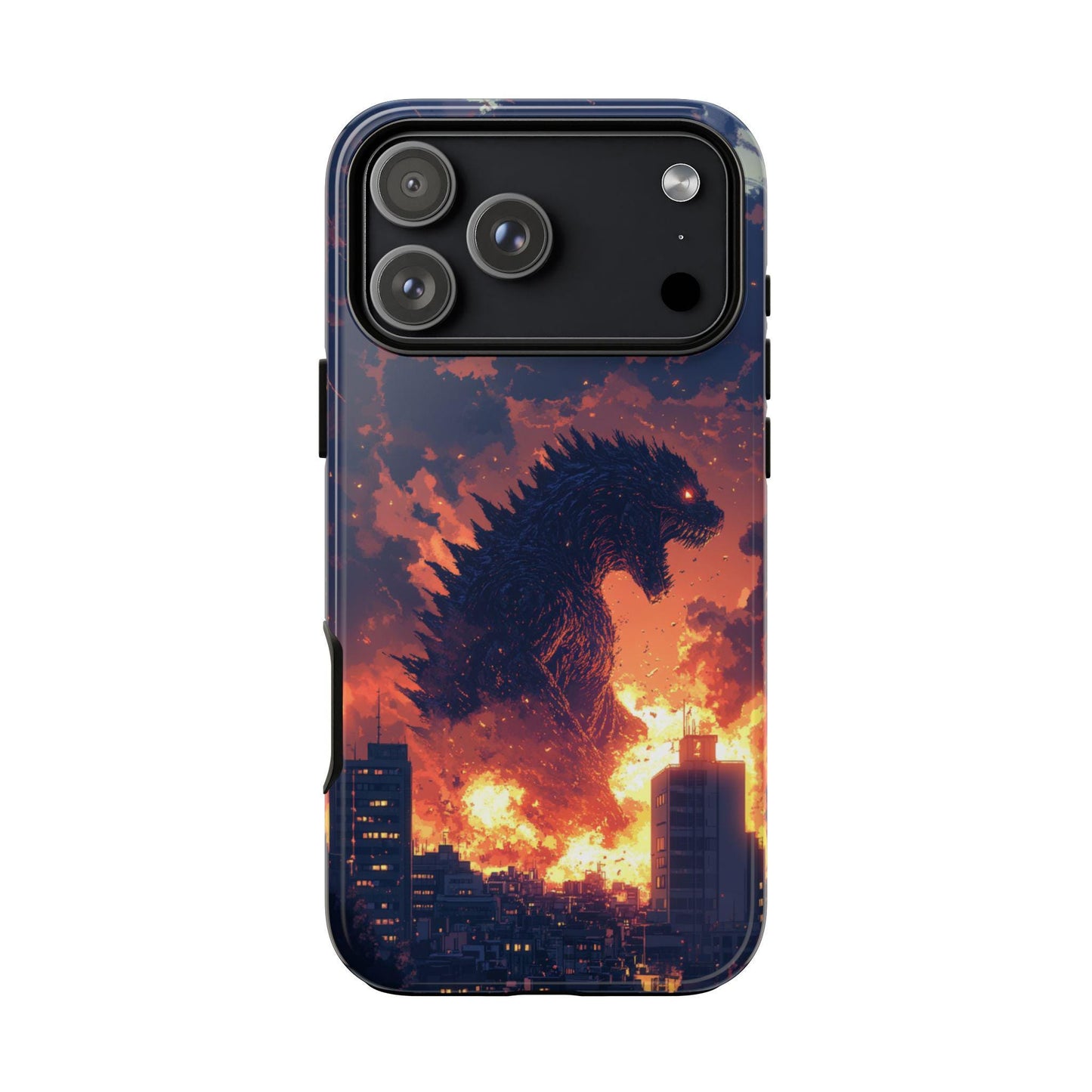 Kaiju Monster Fiery Buildings City Attack