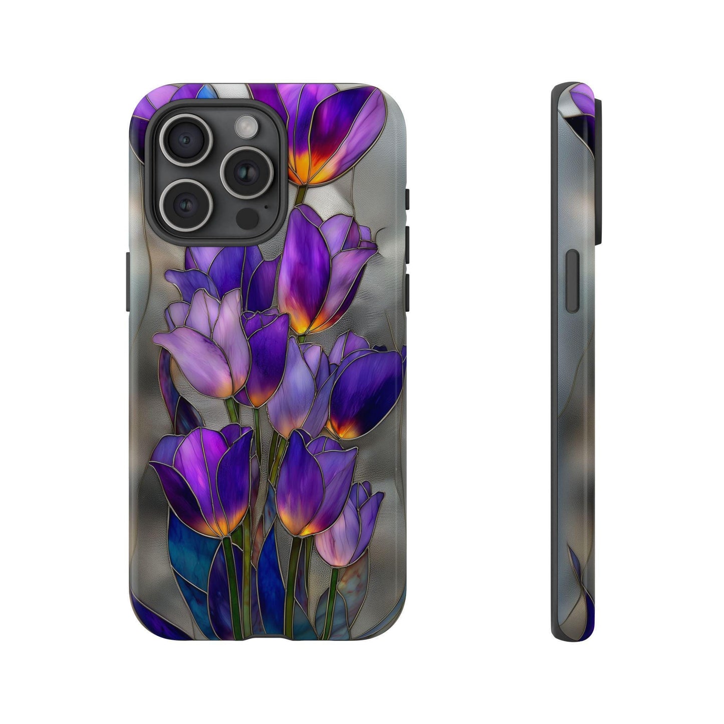 Purple Tulip Flowers Bouquet Stained Glass