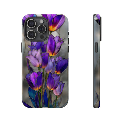Purple Tulip Flowers Bouquet Stained Glass
